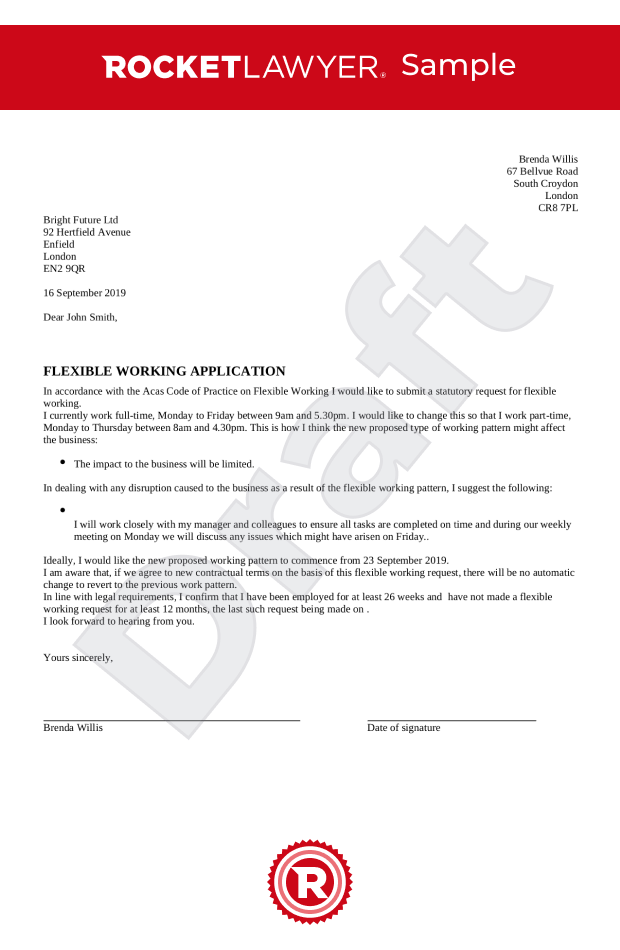 Flexible Working Request Uk Template Make Yours For Free